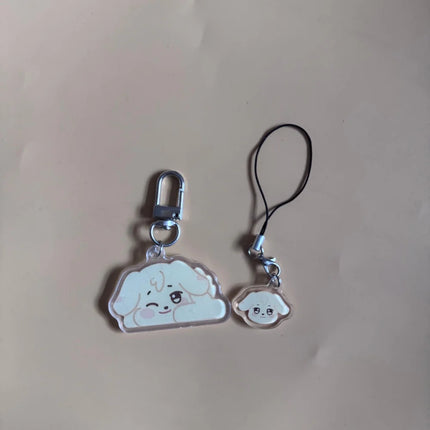 2pcs/set Ateez Aniteez Cartoon Character Keychain Keyring Phone Cute Strap Pendant Hongjoong Yunho Yeosang San Accessories
