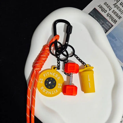 Dopamine Fitness Series Pendant D-shaped Buckle Detachable Barbell Plates Key Chain Bag Charm Creative Large Dumbbells Keyring