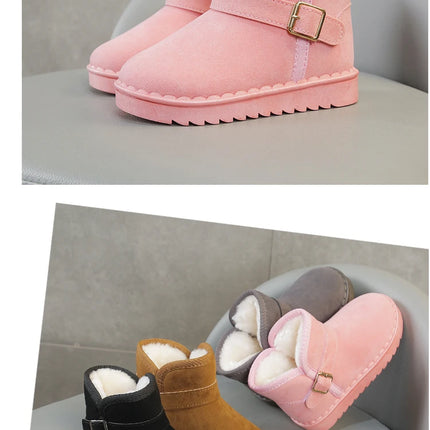 Boys Thermal Boots Kids Versatile Casual Buckle Non-slip Children Fashion Simple Non-slip Girls Snow Boots Cotton Winter Autumn