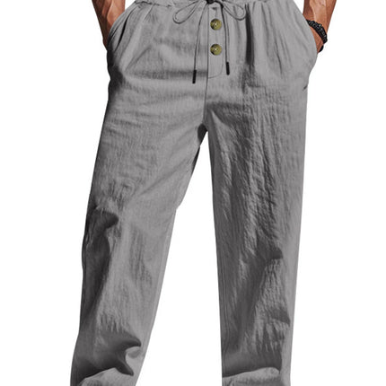 Men's Casual Trousers 2025 Spring/Summer New Man Large Size white Straight trousers Solid Beach black Fitness Pants S-XXXL