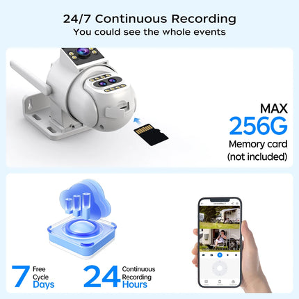 JOOAN IP Camera 6K 9MP HD WiFi Outdoor Camera 10X Zoom Three Lens Dual Screen Home Security PTZ Camera Video Surveillance