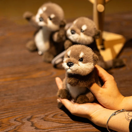 Cute Otter Plush Keychain Realistic Stuffed Otter Animal Pendant Doll Soft Plushies Key Ring for Bag Decoration Gifts Girl