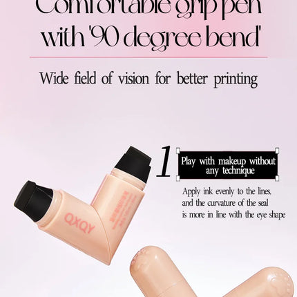 QXQY Easy Stamp Wing Eyeliner Pen - Dual Ended (Stamp + Pencil), Waterproof, Quick Dry, All Day Wear, Foolproof Application, Mus