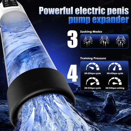YAFEI IPX7 Electric Penis Pump Adult Sex Toy Enlarger for Men Erection Air Water Extender 4 Training 3 Suction 9 Silicone Sleeve