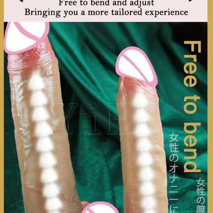 Skin-sliding foreskin dildo. Realistic dildos for women, anal-vaginal stimulation, long fake penis butt plug sex toys for women.