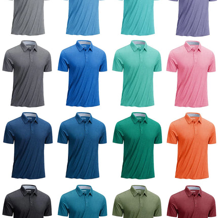 TACVASEN Summer Polo T-shirts Mens Casual Short Sleeve Shirts 3 Buttons Down Quick Dry Breathable Golf Fishing Pullover Workwear