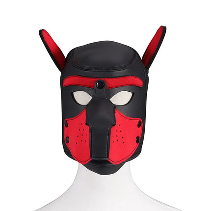 Fashion Puppy Cosplay Dog Mask Head Gear Party PU Leather Rubber Unisex Masks Adjustable Shoulder Strap Leather Chest Harness