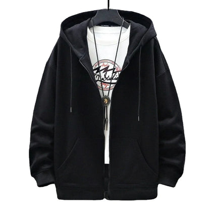 Men's  Trendy Hoodie Cardigan Autumn Hooded Sweatshirt Solid Color Classic Jacket Long Sleeve Zipper Coat Casual Men Clothing