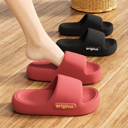2025 Summer Platform Cloud Slippers Women Comfy Solid Color Soft Sole EVA Pillow Slides Woman Couple Non-Slip Beach Flip Flops