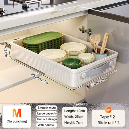 Pull Out Storage Tray Kitchen Sliding Cabinet Shelf with Slide Rails Drawer Spice Rack Bowl Dish Shelf Pantry Kitchen Organizer