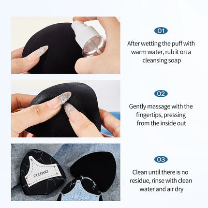 2PCS Denim Makeup Powder Puff Set Soft Skin-Friendly Dry & Wet Dual-Use Sponge Cushion For Liquid Foundation