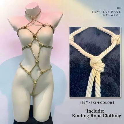 Women Hot Sexy Hollow Lingerie Crotchless Body Rope Bondage Open Crotch Jumpsuit Cosplay Underwear Female SM Sex Porno Clothing