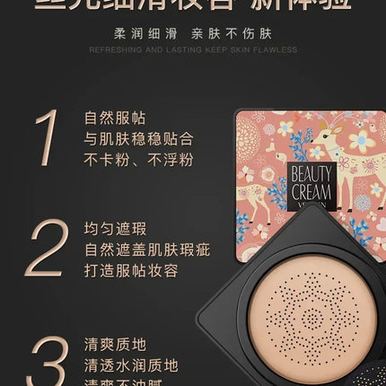Waterproof BB Cream Mushroom Head Air Cushion CC Cream Moisturizing Matte Full Coverage Acne Scars Brighten Skin Tone Cosmetics