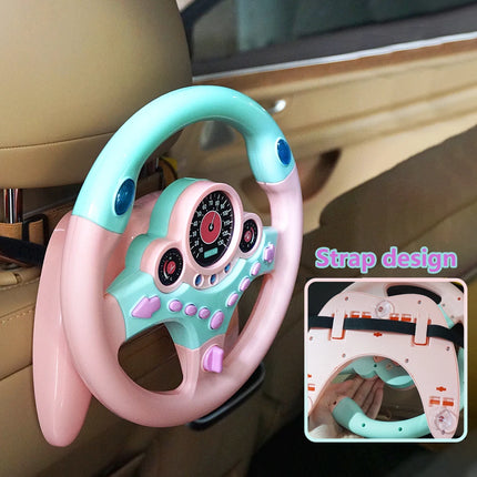 Eletric Steering Wheel Toy With Light Sound For Kids Early Education Portable Accelerator Pedal Traffic Light Driving Vocal Toys