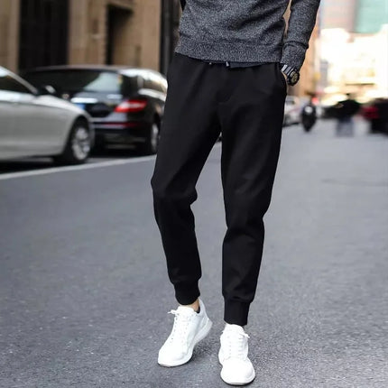 New Winter Men's Sweatpants Korean Fashion Thick Warm Wide Leg Straight Loose Track Pants Male Casual Thermal Velvet Trousers