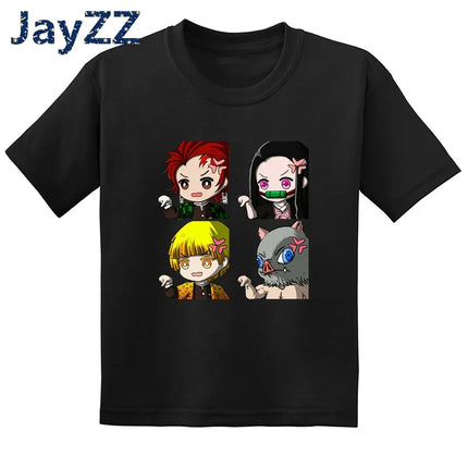 Children's Demon Slayer Anime Cartoon T-Shirt Fun Kids' Clothing Baby Boys and Girls Summer Fashion T-Shirt