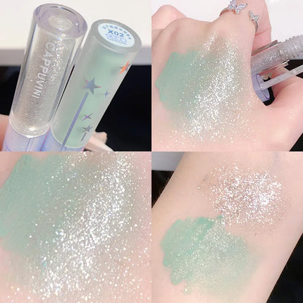 2 In 1 Double-head Glitter Liquid Eyeshadow Brightening Lightweight Waterproof Matte Blue-green Summer Lying Silkworm Eye Makeup