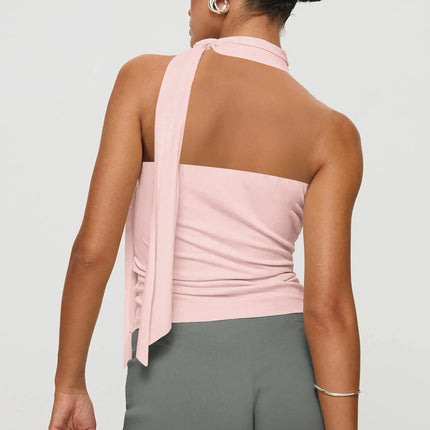 Women Sexy And Elegant Sleeveless High Neck Slim Fit Vest Nightclub Street Style New White Strap Casual Upper Outer Garment