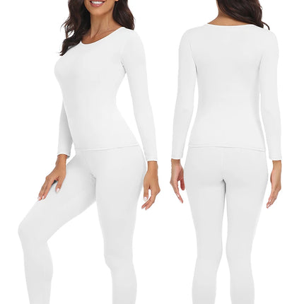 Thermal Underwear Suit for Women Long Johns Ultra-Soft Slim Base Layer Cold Weather Keep Warm Top Bottom Set of 2