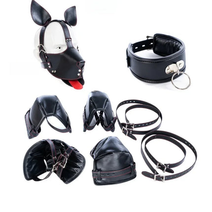 Adult Toys BDSM Set with Unisex Collar Crawling Knees Elbow Handcuffs for Puppy Role Play Hooded Costume Couple Sex Games Adult