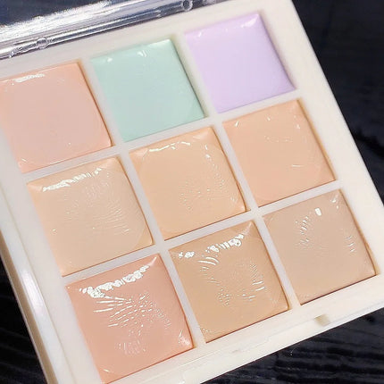 9-Shade Creamy Concealer Palette - Full Coverage Face Makeup for Dark Circles & Blemishes Multi-Color Contour Foundation Cream
