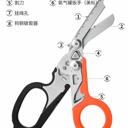 Multifunctional Emergency Rescue Shears With Strap Cutter Glass Breaker Outdoor Survival Emergency Response Tool