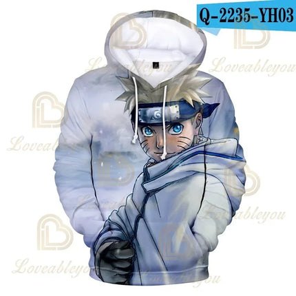 3D Kids Naruto Print Hoodie Kakashi Hatake Sasuke Hooded Pullover Cosplay Harajuku Casual Tracksuit Cool Autumn Hoodie Tops