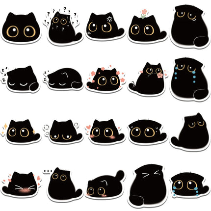 40/80pcs Kawaii Black Cat Stickers Scrapbook Luggage Motorcycle Laptop Refrigerator Cute Animal Decal Sticker for Kids Gift