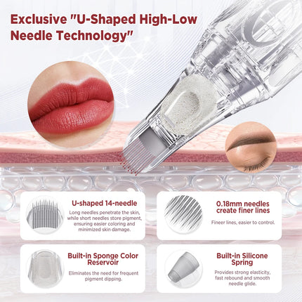 FAMISOO Professional Permanent Makeup Machine Kit With 12pcs Needles Wireless Tattoo Machine For Brows Lip Eyeliner SMP Tattoo