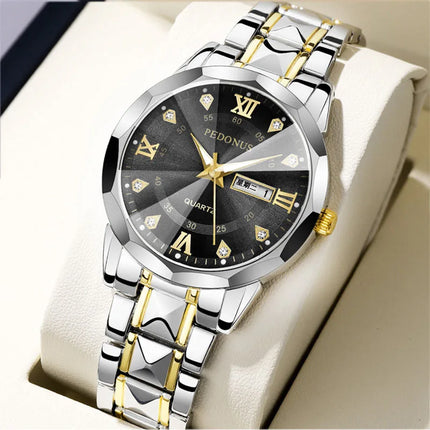 Top Brand Watch Men's Trendy Business High Quality Steel Strap Chinese English Dual Calendar Male Fashion Quartz Wristwatches