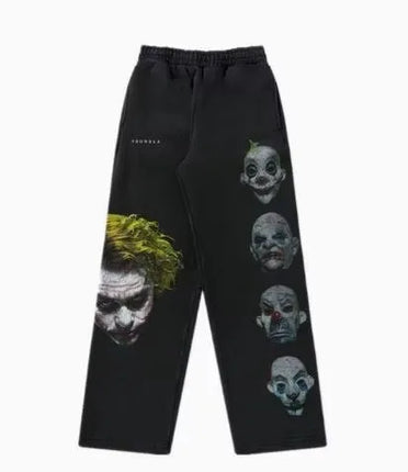 2026 Young American trendy sweatpants collaboration anime joggers cotton terry print wide-leg casual pants hip-hop street pants