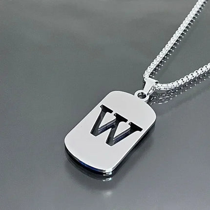 Fashion Punk A-Z Initial Tag Letter Stainless Steel Pendant Necklaces for Men Women Wholesale Jewelry Lot Collar Jewelry Goth