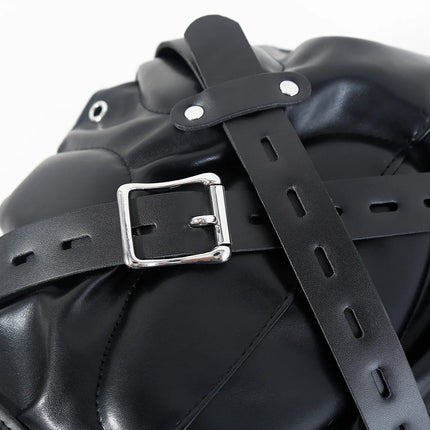 Fetish Full Head Hood Couple Adult Cosplay Games PU Leather Sexy Mask Hood Halloween Party Bondage Face Cover Role Play Costumes