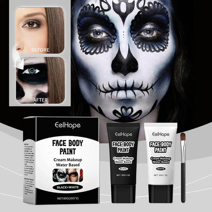 Halloween Black And White Makeup Foundation Cream Concealer White Halloween Zombie Cosplay Face Make-Up 1set Cream Face H4V0