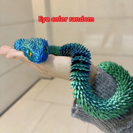 3D Printed Snake Action Figure Articulated Bush Viper Toy-Dragon Snake Integrated Joint Mobility Statue Ornament Home Decor Gift