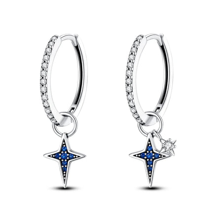 Real 925 Sterling Silver Star Earrings For Women Sparkling Zircon Ear Studs Luxury Fine Engagement Wedding Jewelry Gift For Girl