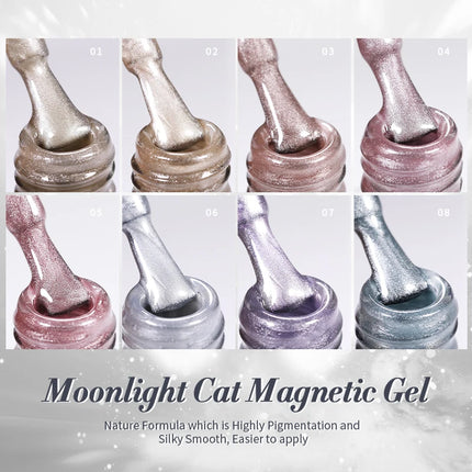 BORN PRETTY Cat Magnetic Moonlight Gel Nail Polish Set 10ml Sparking White Silver Water-light Soak Off UV Gel Nail Art Manicure