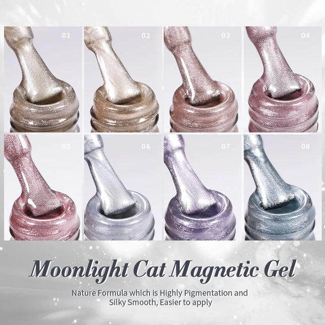 BORN PRETTY Cat Magnetic Moonlight Gel Nail Polish Set 10ml Sparking White Silver Water-light Soak Off UV Gel Nail Art Manicure
