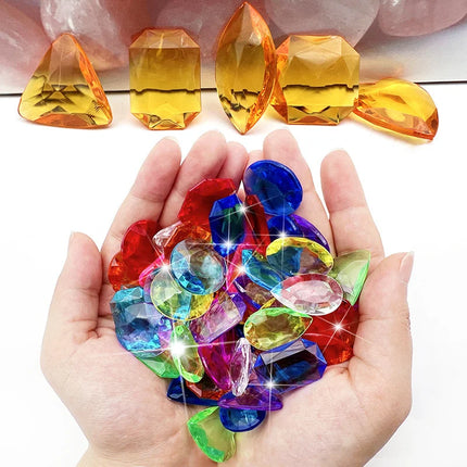 30Pcs Acrylic Crystal Diamond Gemstone Toys for Girls Colorful Treasure Chest Jewels Set Kids Birthday Gift  Christmas Gift
