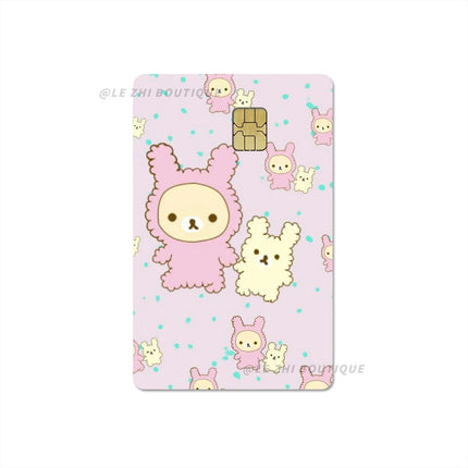 Japan Anime Cute Cartoon Bear Credit Debit Card Sticker Kawaii Bus Pass Diy Waterproof Small Chip Film Sticker Decoration