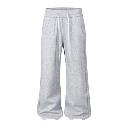 Retro Vertical Stripes Cut Drawstring Baggy Sweatpants for Men 2025 Casual Y2k Flared Joggers Black Gray Unisex Pants Wide Leg