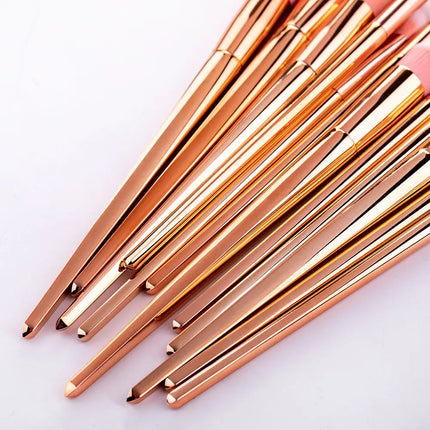 12-Piece Rose-Gold Makeup Brush Set, Professional Blush/Eye Shadow/Highlighter Brushes - Detail Eyebrow & Face Beauty Tools
