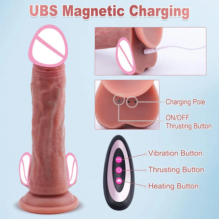 Rechargeable Big Dildo Vibrator for Women Silicone Dildos with Telescopic Swing Heating Remote Control Artificial Penis