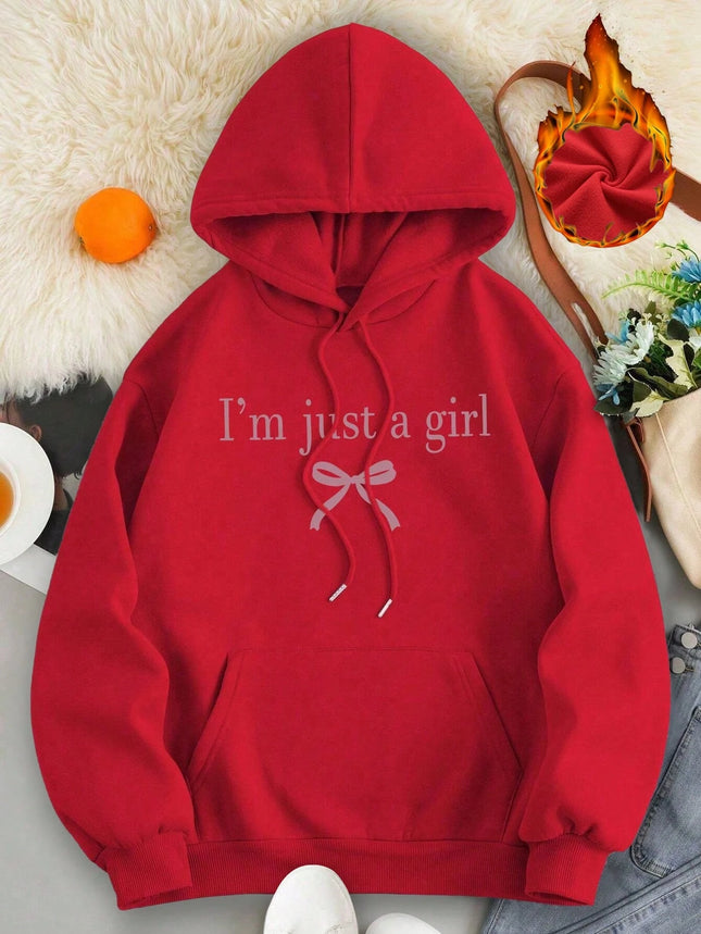 I'M Just A Girl Simple Printing Women Hoody Harajuku Loose Clothes Fleece Warm Comfortable Hoodie Vintage Autumn Crewneck Top
