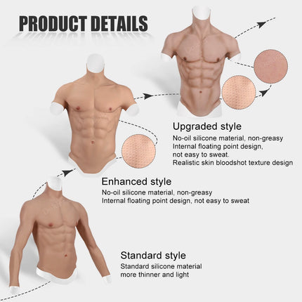 Dokier Silicone Realistic False Fake Muscle Belly Body for Cosplayers Artificial Simulation Muscle Chest Man Crossdressers - TOYS-SUCE