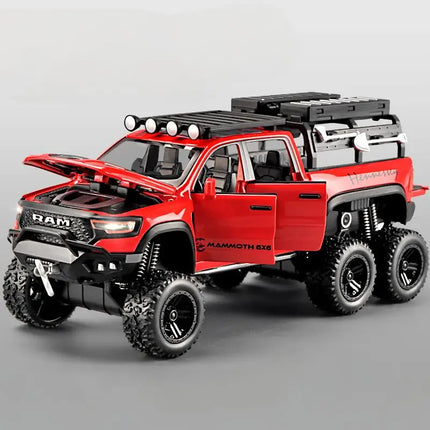 1:32 Dodge Tyrannosaurus Rex RAM 1500 TRX 6*6 Warlord Alloy Miniature Car Diecast Metal Scale Model Sound ＆ Light Kid Toy Car