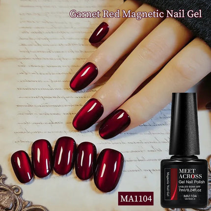 Garnet Red Cat Magnetic Gel Nail Polish Sparkling Glitter Semi Permanent Soak Off UV Gel Varnish For Valentine's Nail Supplies