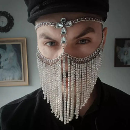 New Tassel Veil Masks Women Headwear Rhinestone Chains Face Mask Masquerade Dance Party Costume Sexy Face Accessories Jewelry
