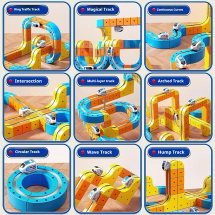 DIY Magic Transforming Magnetic Cube Track Set Electric Anti-Gravity High-Speed Train Model Toy Building Blocks Vehicle Track