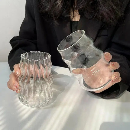 Transparent Glass Cup Exquisite Heat-resistant Tumbler Tea Juice Milk Coffee Mug Water Glasses Stripe Mug Drinkware 350ml-865ml